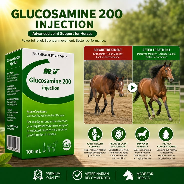 Glucosamine 200 Injection 100mL Veterinary Joint Support for Horses 3 Glucosamine 200 Injection 100mL