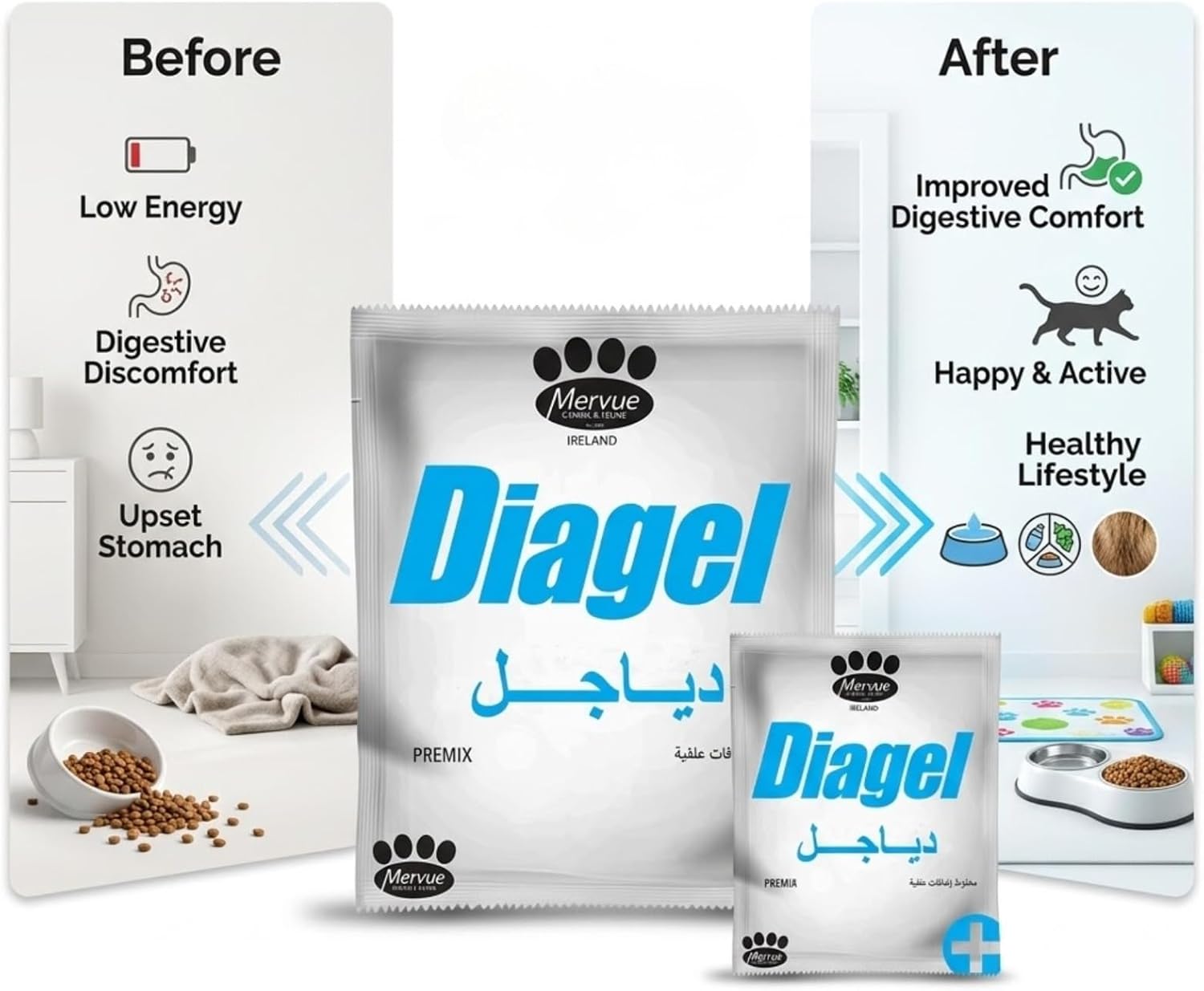 Mervue Diagel Probiotic Gel Sachets for Cats & Dogs, 5-Pack Digestive Aid 2 Mervue Diagel Probiotic Gel Sachets