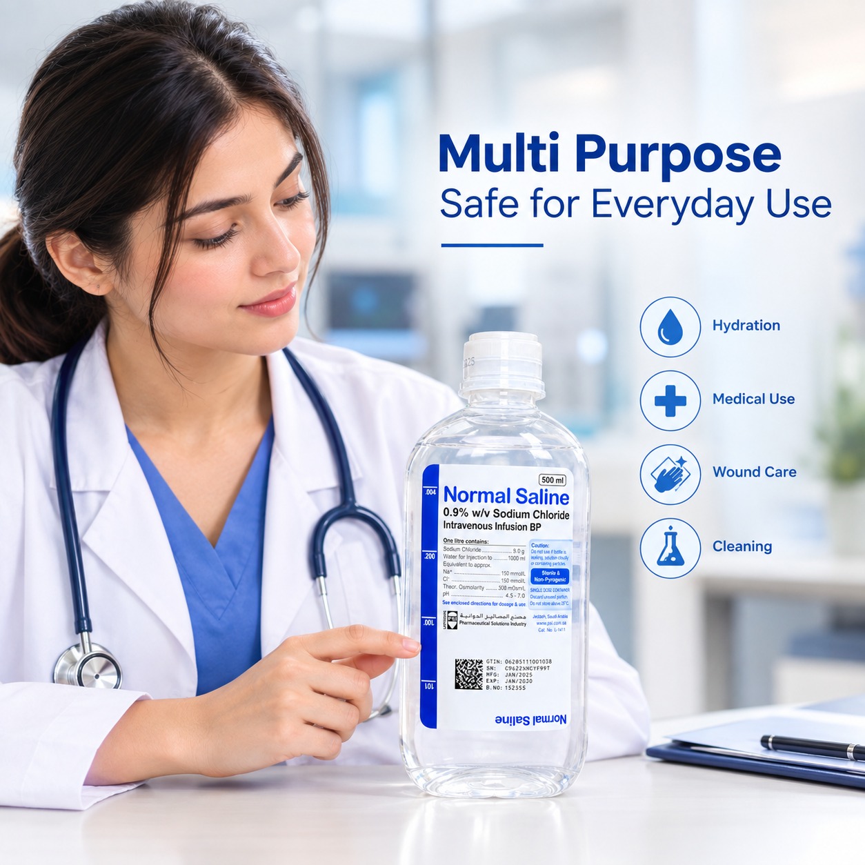 Ultimate Normal Saline 0.9% Sodium Chloride IV Infusion 500ml – Sterile Intravenous Solution 6 Normal Saline